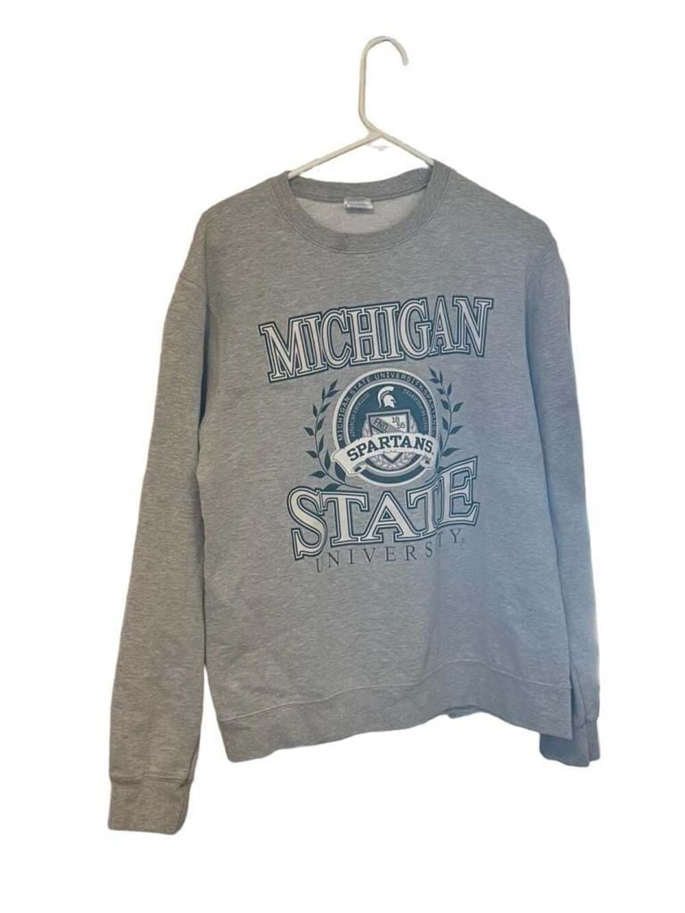 Vintage Michigan State University Spartans Graphic Crewneck Sweatshirt Grey
